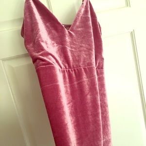 Pink velvet mini dress